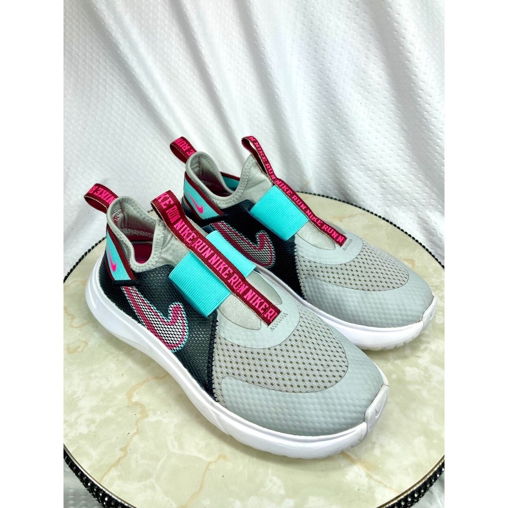 Nike Flex Plus SE Running Shoes Kids Sz 5Y Grey Black Breathable Slip On Sneaker